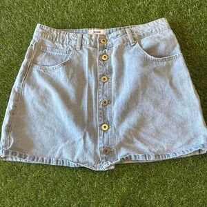 Cotton on Mini denim skirt with button-up front and side pockets #miniskirt sz8